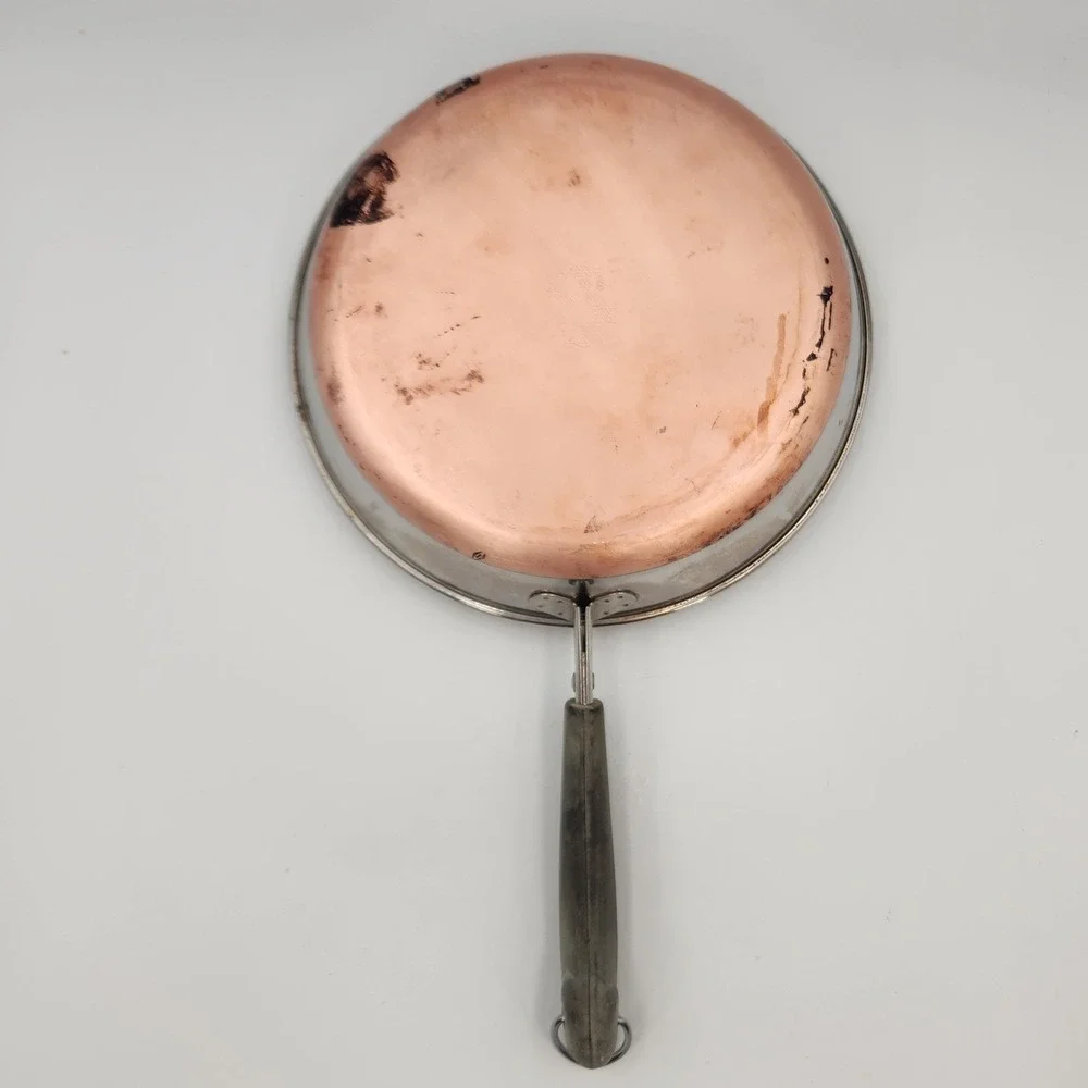 Vintage Revere Ware 9 Inch Skillet Copper Bottom Stainless Clinton IL USA - 1988